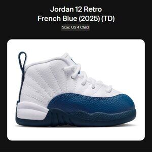 Baby Size 4c - Jordan 12 Retro French Blue (2025) (TD) 850000-114 Authentic new!